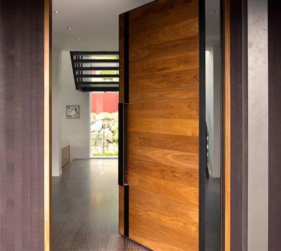 American Style Modern Oversize Aluminum Pivot Door with 3D Fluid Wave Carving for Luxury Villa Entrance Security Front Door