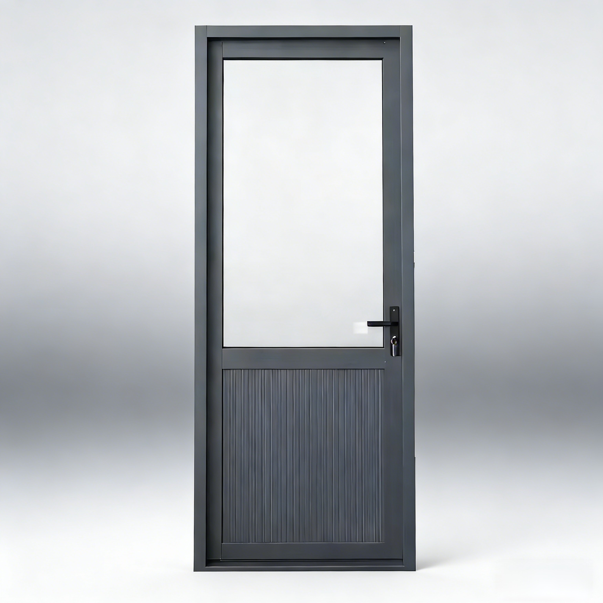 Custom Waterproof Aluminum Frame Hinged Door | Half-Glazed Half-Panel Design for Bathroom, Kitchen &amp; Residential Use