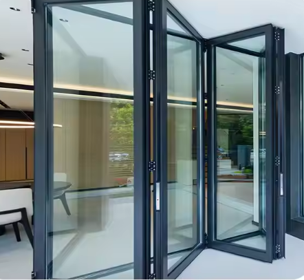 Heavy Duty Modern Design Thermal Break Aluminum Accordion Door Foldable Bifold Retractable Fly Screen Finished Surface