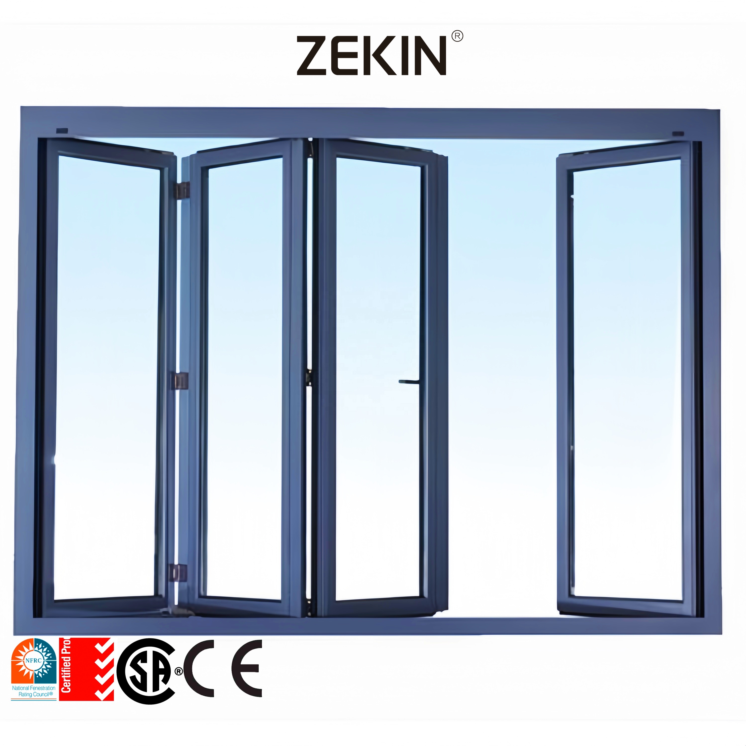 Customized Veranda Exterior Accordion Bi-fold Door Glass Hurricane Proof Sliding Patio Multi Panels Aluminum Bi Folding Door