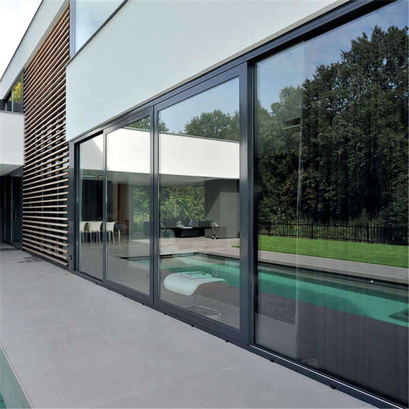 DAIYA Half Glass Aluminum Sliding Door for Kitchen with Low E Sliding Door