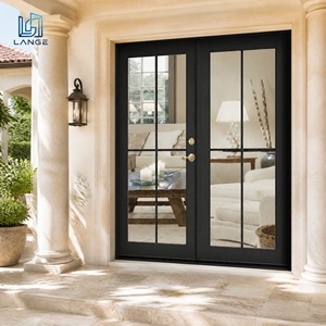 Security French Grid Aluminum Casement Glass Door