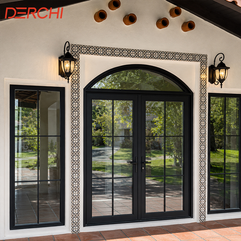 Luxury Slim Frame Aluminum French Door Double Tempered Glass Exterior Patio Door Manufacturer