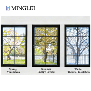Energy Saving Black Thin Profile Aluminum Casement Windows
