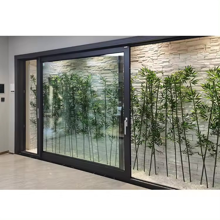 DERCHI NFRC Aluminium Balcony Slide Door Price Aluminum Double Glass System Thermal Insulation Sliding Patio Doors With Screen