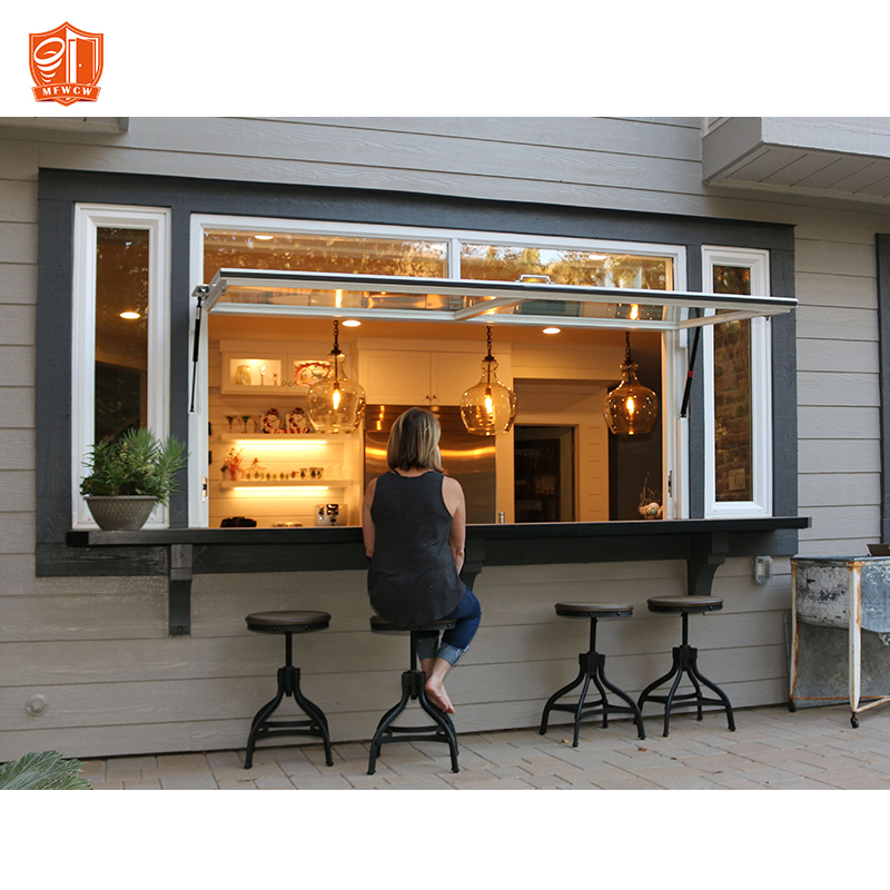 Customizable Color Vertical Louver Gas Strut Aluminum Alloy Frame Pass Through Windows Flip Out Push Out Glass Window