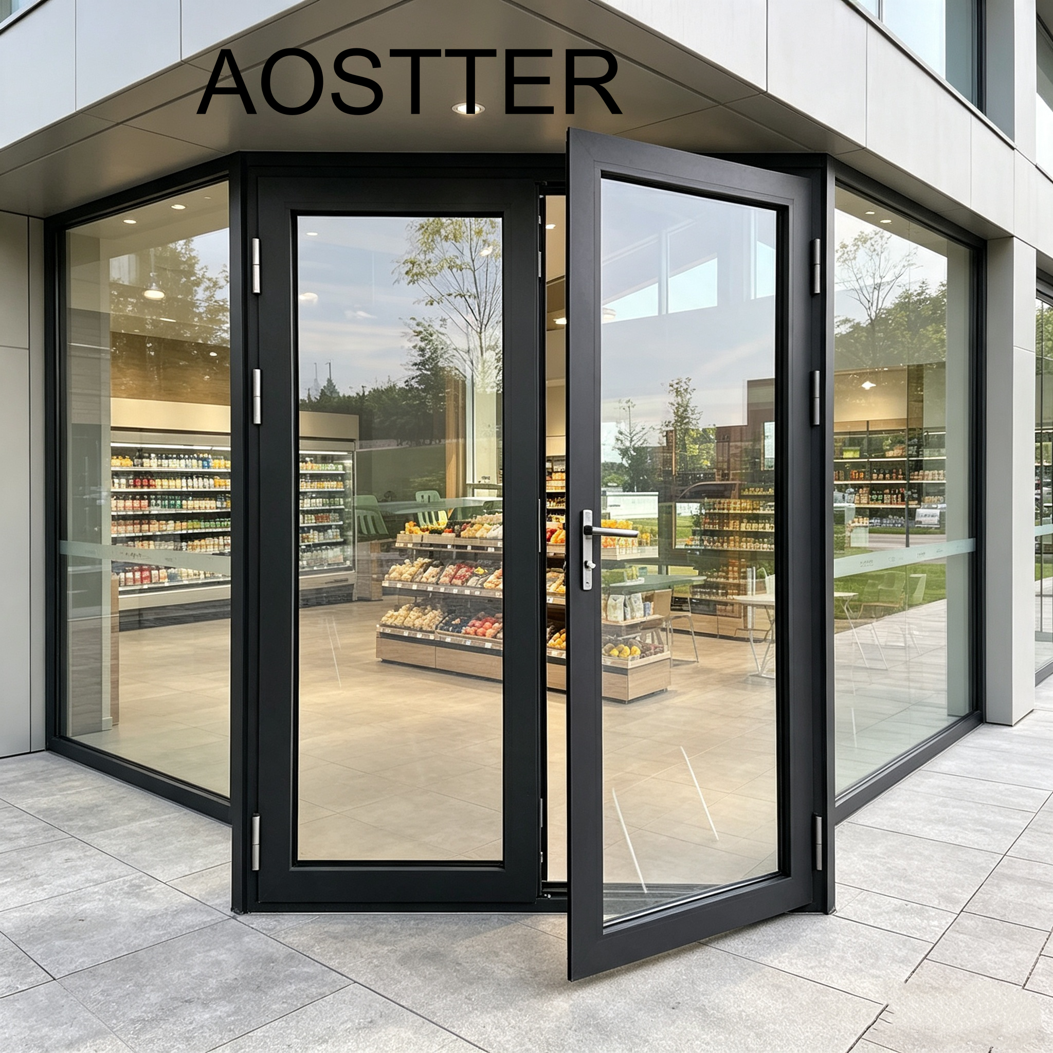 Casement Door Aluminium Double Glazing Storm Entry Door, Hurricane Impact Resistant Laminated Glass Waterproof Exterior Door