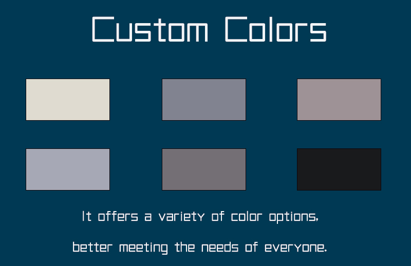 Color Finish Options Display