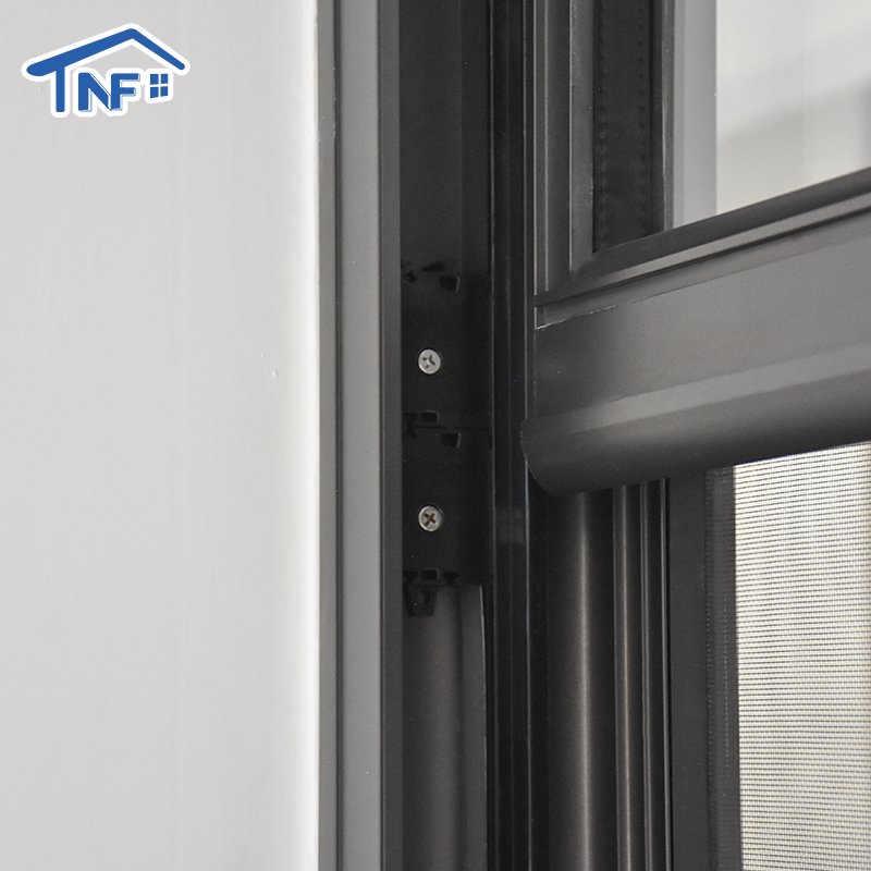 Thermal-Break Aluminum Alloy Exterior Casement Window With Stainless Steel Insect Screen Double Tempered Glass Black Finish
