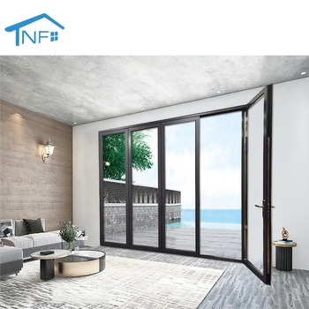 Custom Modern Aluminium Double Glass Folding Waterproof Slide Swing Bifold Panoramic Door for Patio Living Room Interior Balcony