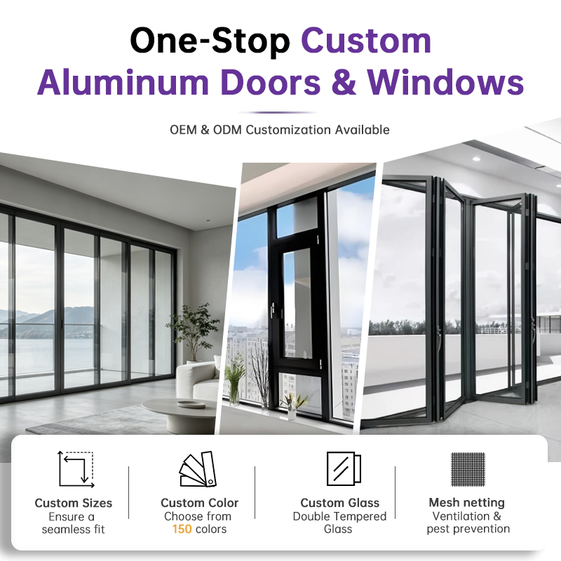EOKO Custom Aluminum Bay and Bow Window with Double Glazing Thermal Break Window for Energy Efficient Residential House Design