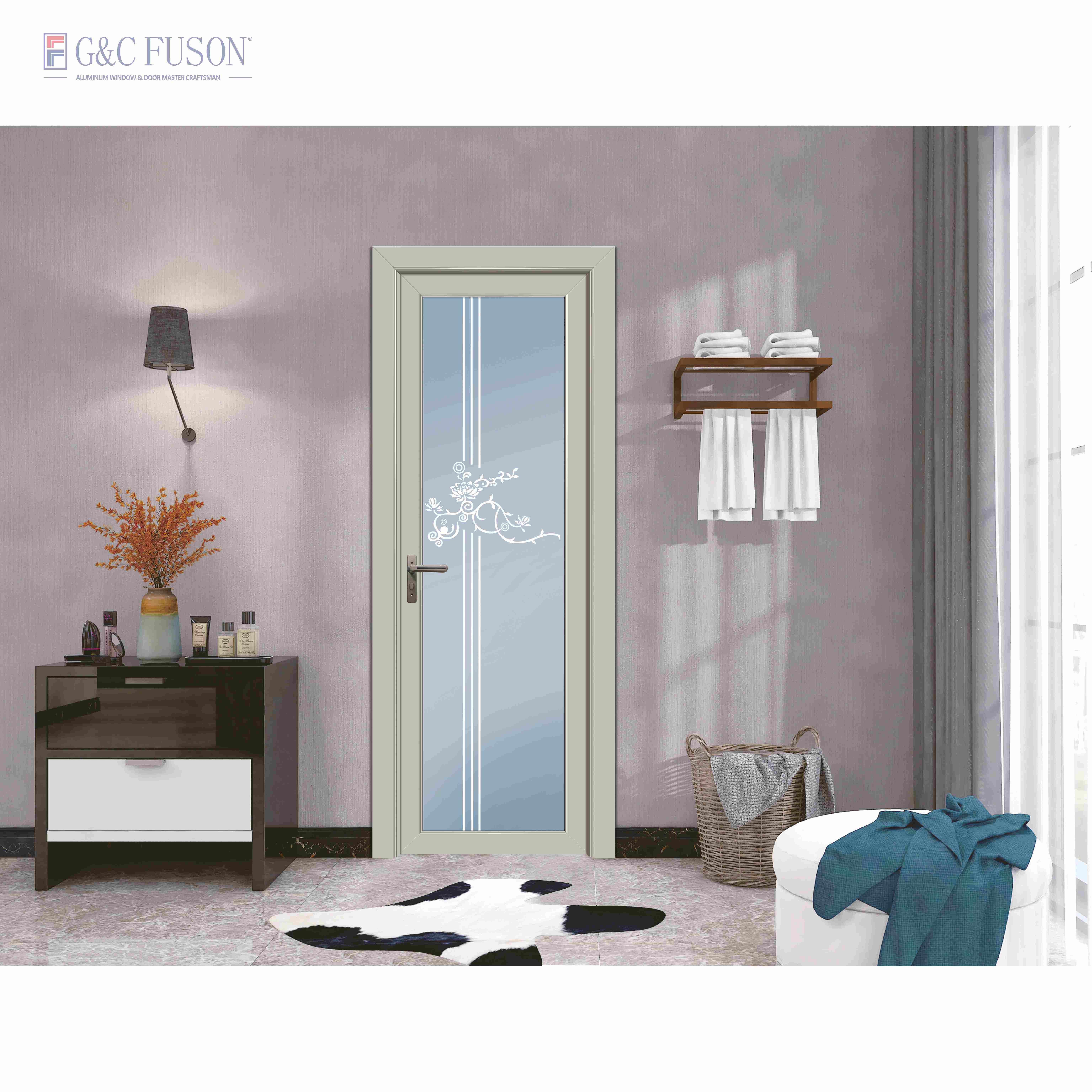 Fuson Eco-Friendly Aluminium Frame Glass Screen Hinge Door Mosquito Net Door Aluminum Screen Door