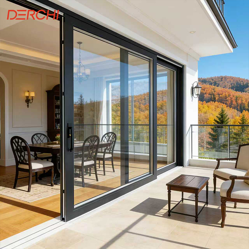 Panoramic Aluminum Energy Efficient Double Big Glass Multi Panel Door Heavy Duty Multi-Panel Outdoor Sliding Doors