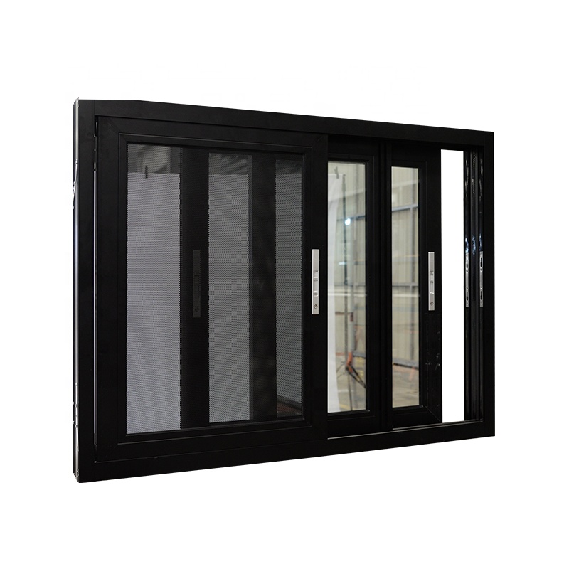 Insulated Replacement Black Aluminum Silding Building windows Soundproof Solution