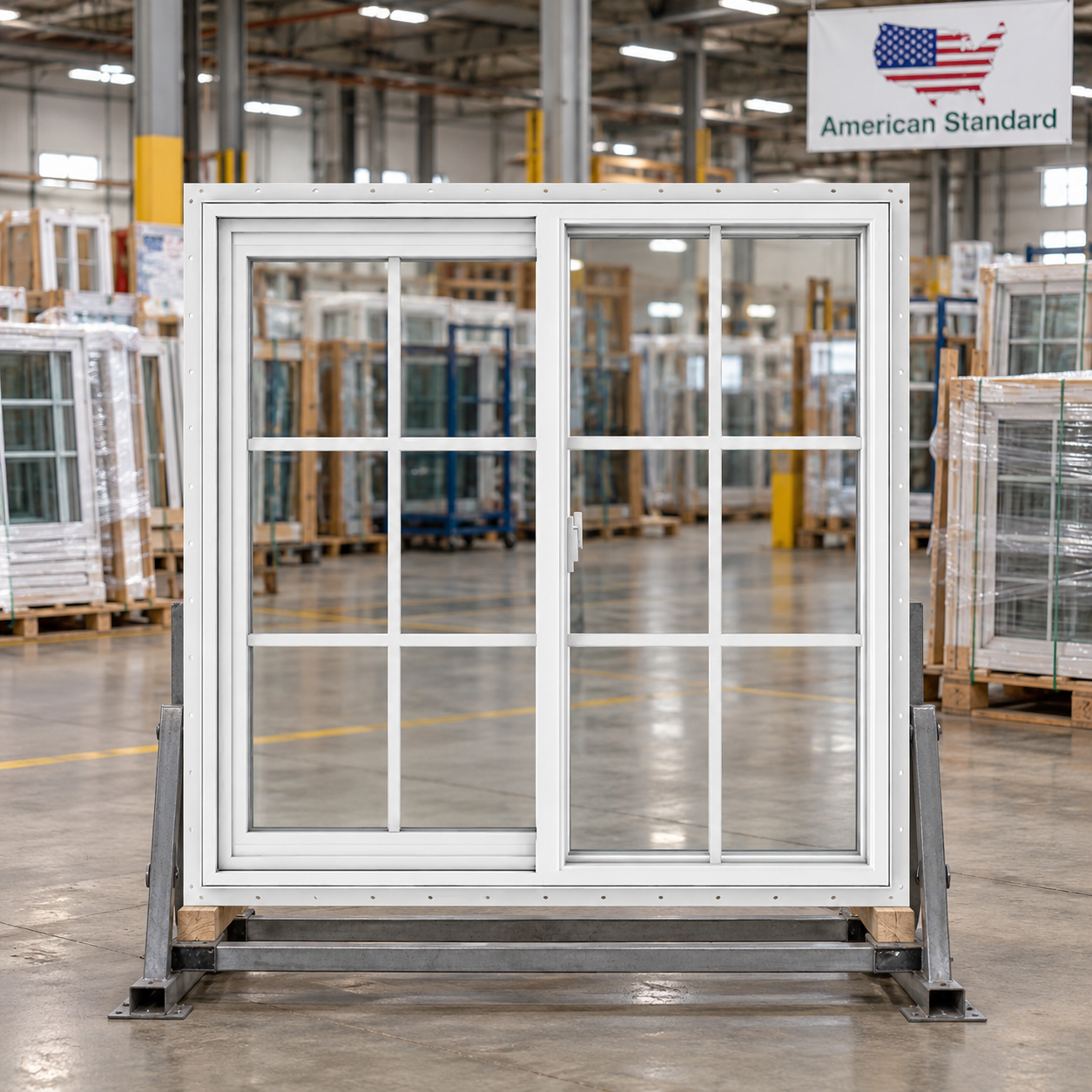 American Style White Vinyl Sliding Window Double Glazed Insulated Glass Slider Windows With Grids For Residential House Building