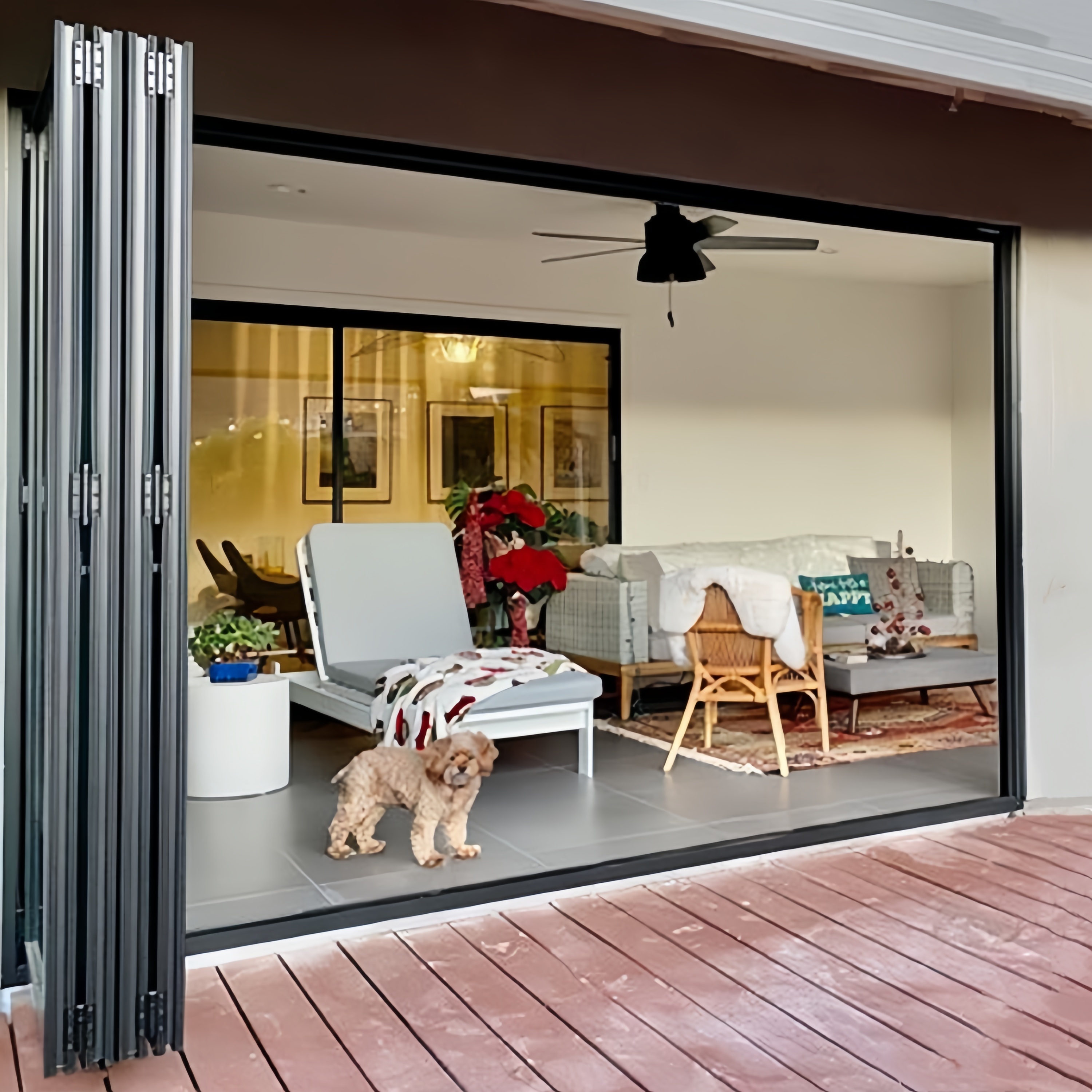 Hurricane Proof Folding Door Luxury Tempered Double Glass Aluminum Bi-fold Exterior Accordion Panoramic Folding Doors