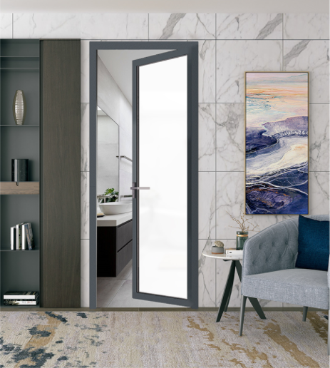 RG40 Medium Slim Aluminum Swing Door - Interior Non-Thermal Break - Kitchen/Bathroom Use - Optional Glass Designs