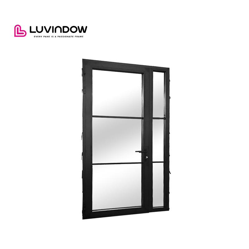 High Performance Energy Efficient Modern Tempered Glass Aluminum Side Entrance Doors for Hotel and Villa Outdoor Patio Access