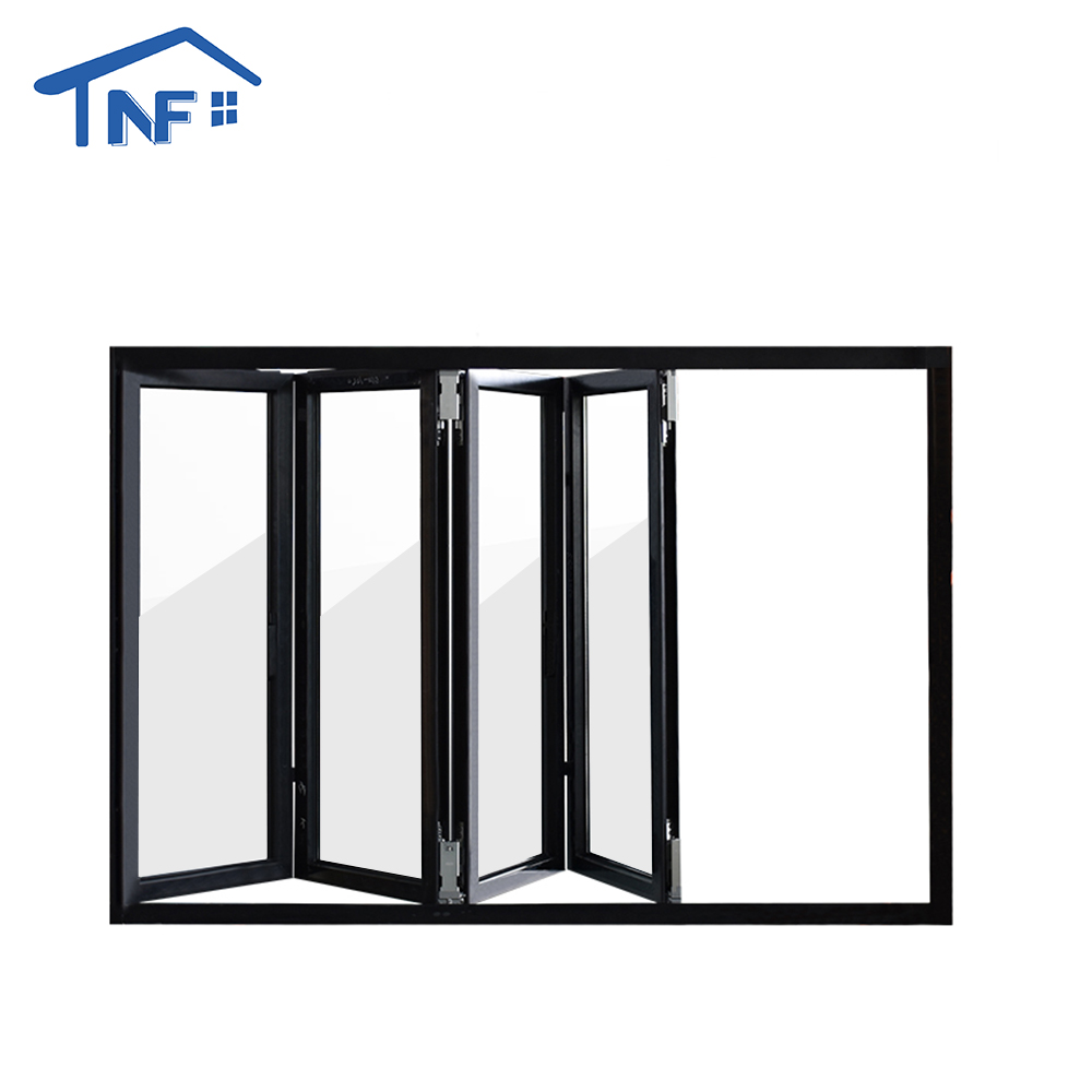 Modern 4-Panel Aluminium Bifold Window Aluminum Alloy Frame Stainless Steel Screen Netting Horizontal Opening Folding For Villas