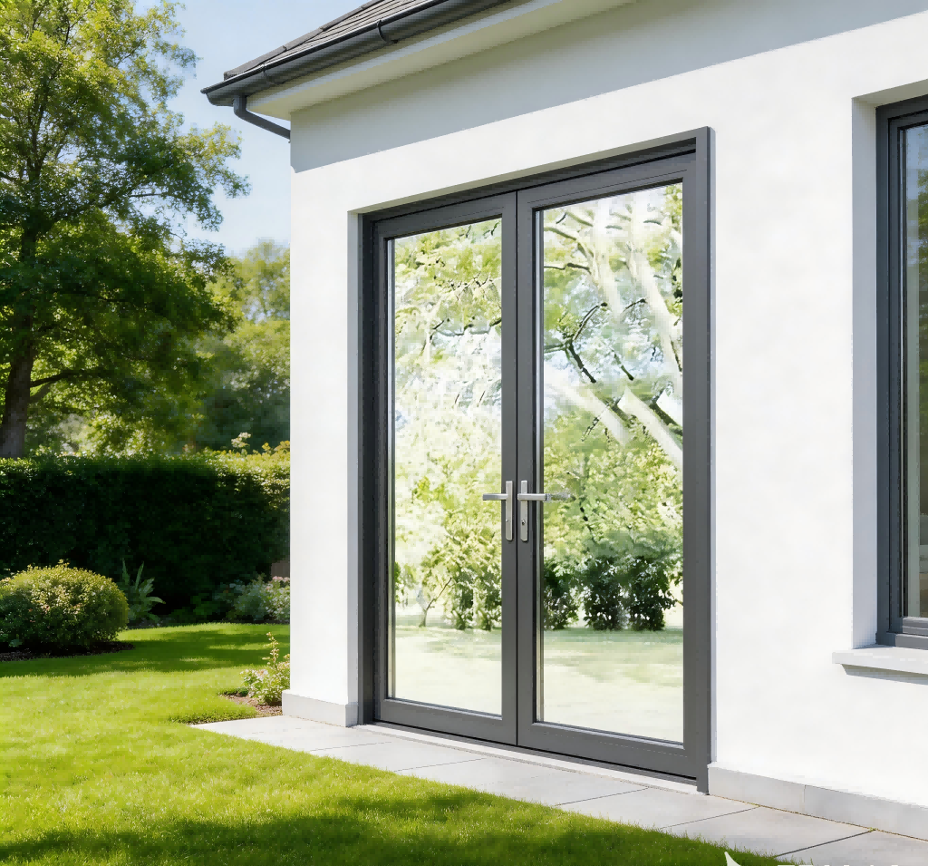 Thermal Break Aluminum Double Swing Casement Glass Doors Modern Slim Frame for House Interior Exterior Entrance Patio Villa Door