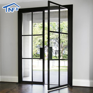 Modern Style Aluminum Double Tempered Frosted Glass Bathroom Door