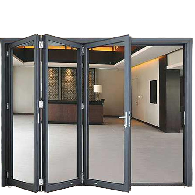 Aluminum Crystal NFRC Certified Bi-fold Door Modern Design Style Foldable Opening Method for Exterior Application in Villas