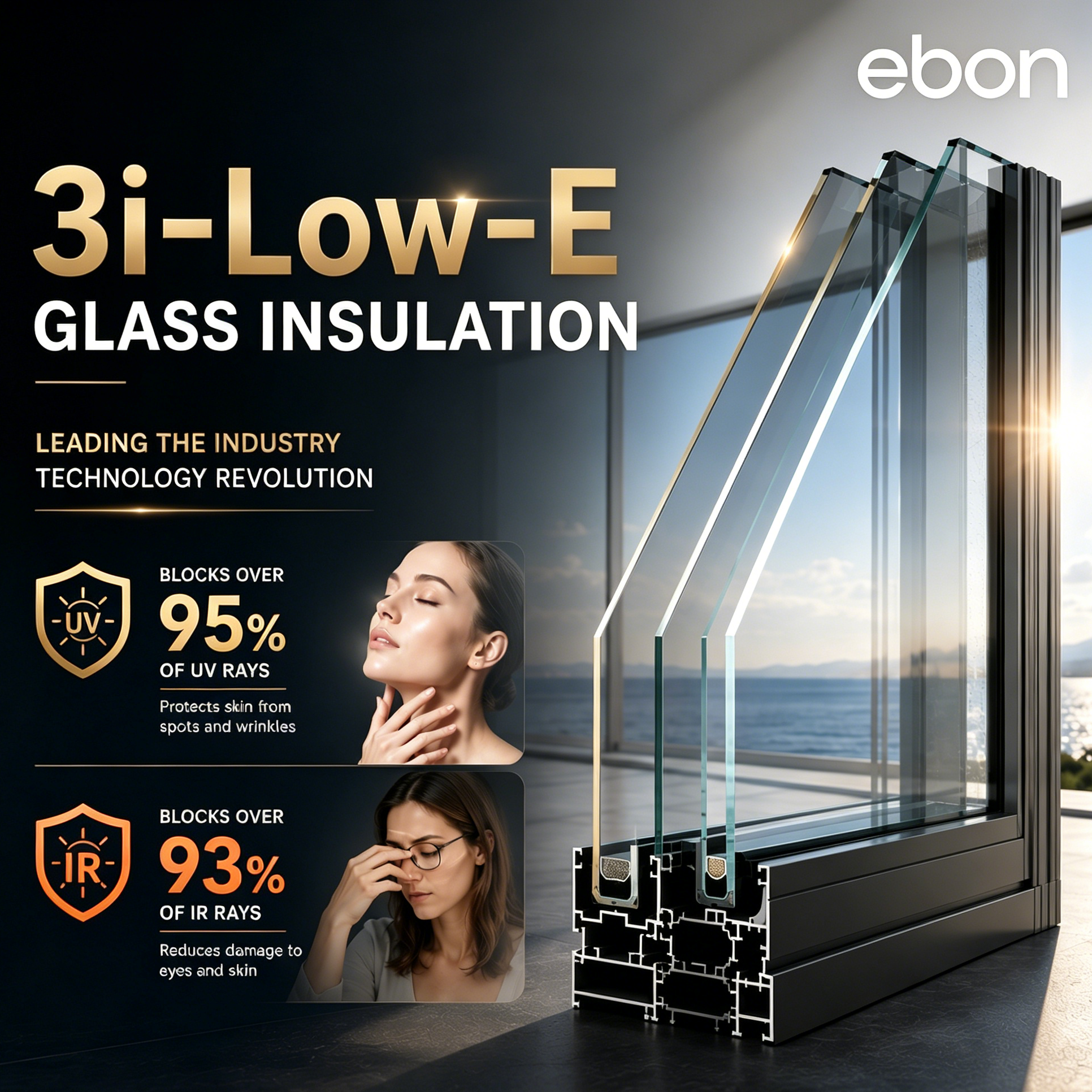 Modern Bifold Black Aluminum Alloy Tempered Double Glass Heat Insulation Accordion Vertical Folding Window
