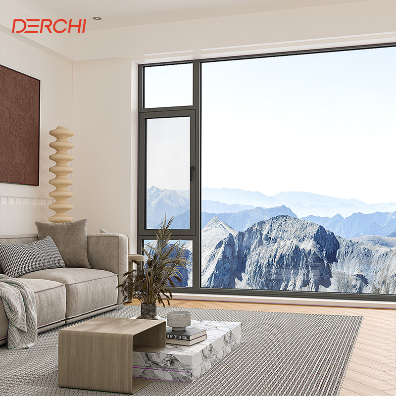 DERCHI Simple Design Customized Size Aluminium Insulated Glass Windows Casement Window Modern Aluminium windows