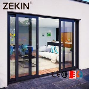 Panoramic Double Tempered Glass Sliding Patio Door Balcony Custom
