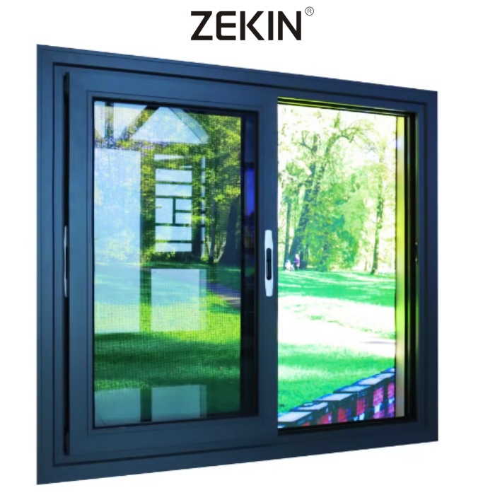 ZEKIN NFRC Certified Insulated Glass Sliding Windows Modern Design Large View Aluminum Alloy Space Saving for Coastal Areas