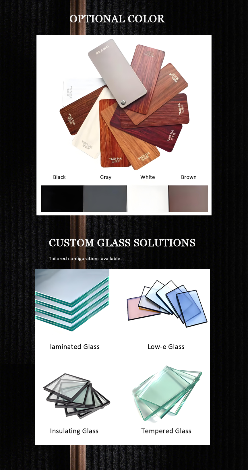 Door profile and material display