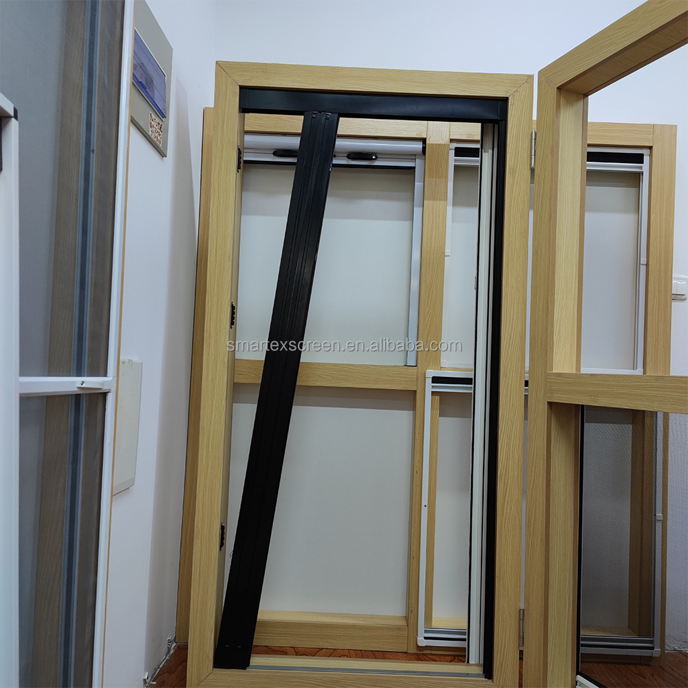 Barrier-free Plisse Aluminum Mosquito Pleat Slide Mesh Doors Trackless Retractable Screen Door