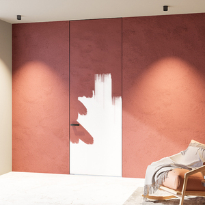 Residential Fireproof Moisture-proof MGO Door Slabs Latex & Art Coating Interior Aluminum Wood Hidden Invisible Door