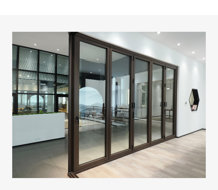 China Factory Folding and Sliding Door Waterproof Soundproof Aluminum Folding Crystal Door Price