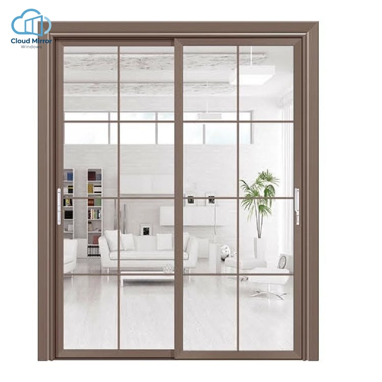 Ultra Slim Aluminum Interior Folding Doors with Grey Tempered Glass for Kitchen