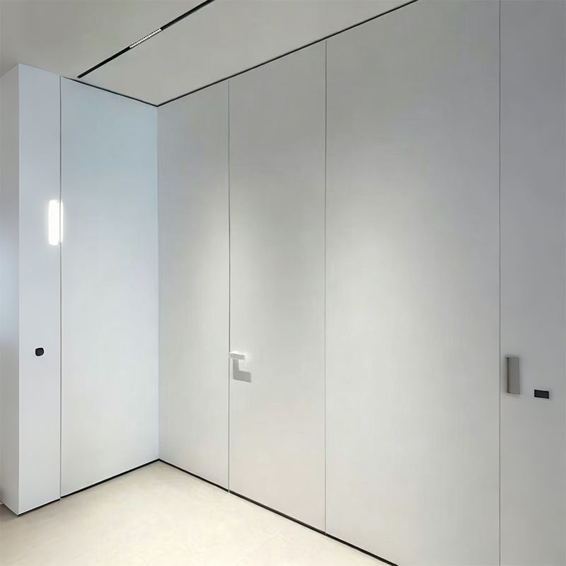 Residential Fireproof Moisture-proof MGO Door Slabs Latex &amp; Art Coating Interior Aluminum Wood Hidden Invisible Door