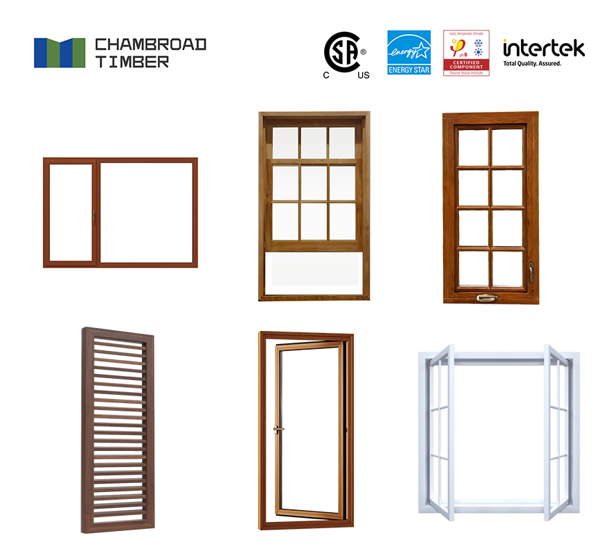 CHAMBROAD Passive House Window Aluminum Clad Wood Windows Tilt and Slide Triple Glazed Warm Edge Glass for Hotel Suite
