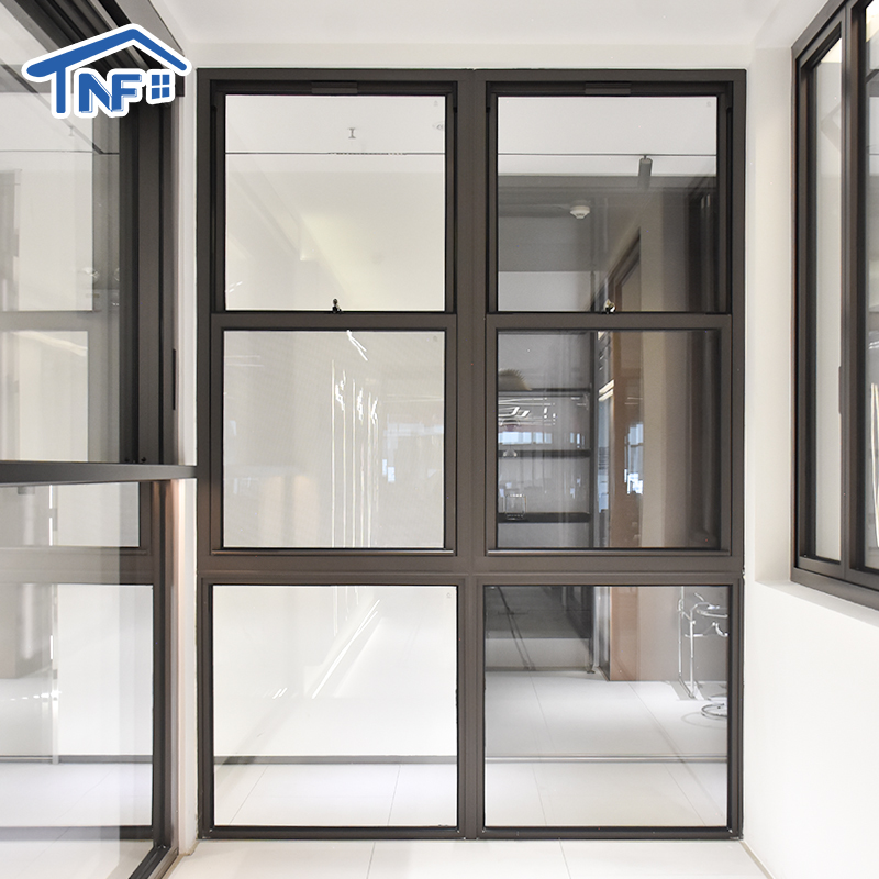 Thermal-Break Aluminum Alloy Exterior Casement Window With Stainless Steel Insect Screen Double Tempered Glass Black Finish