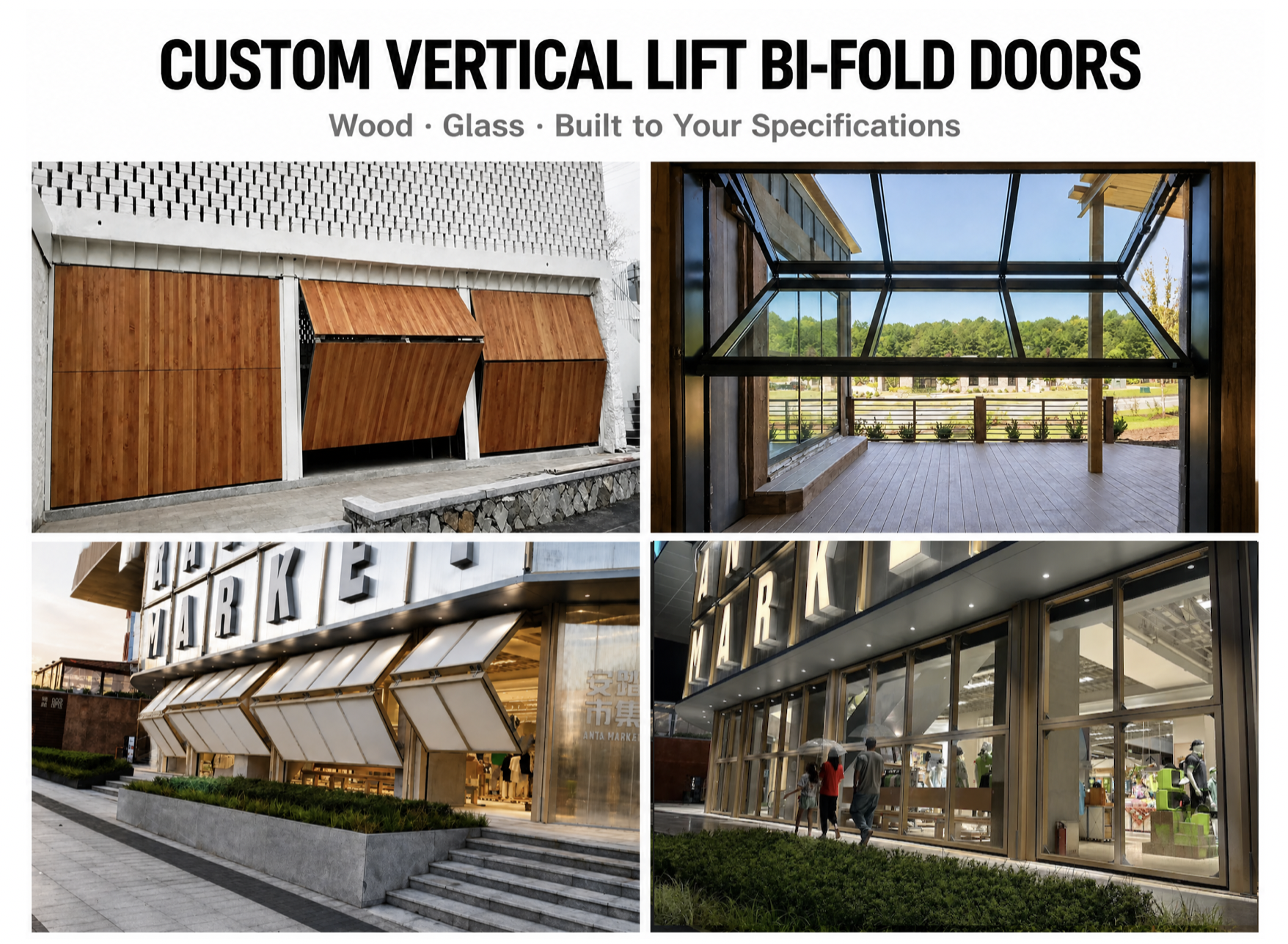 High-End Modern Design Sturdy Durable Aluminum-Framed Laminated Glass Automatic Vertical Bifold Door Garage