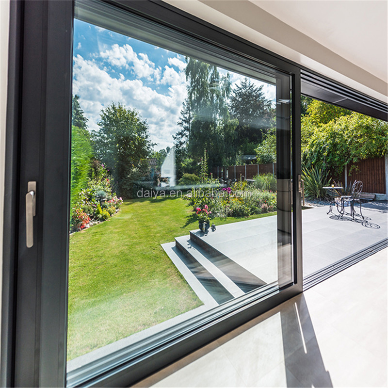 DAIYA Half Glass Aluminum Sliding Door for Kitchen with Low E Sliding Door