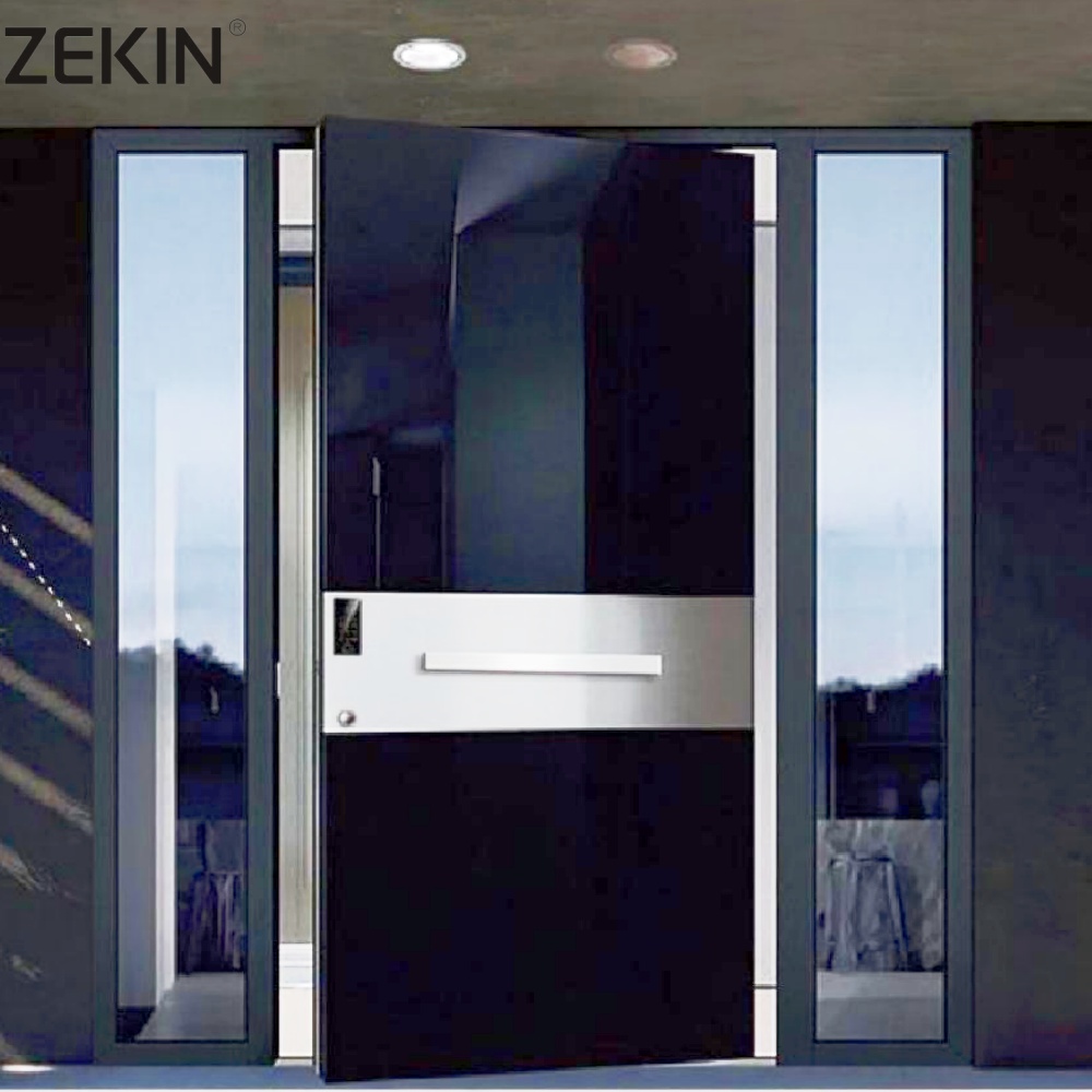 ZEKIN Foshan Modern Design Aluminum Front Entry Doors Company Luxury Security Pivot Door with Smart Locks for Home