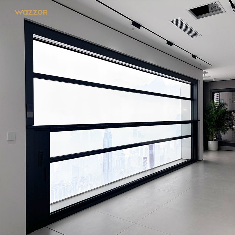 Wazzor Lift up Window Balcony Slide up Down Intelligent Electric Vertical Glass Aluminum Lift Windows Automatic Window