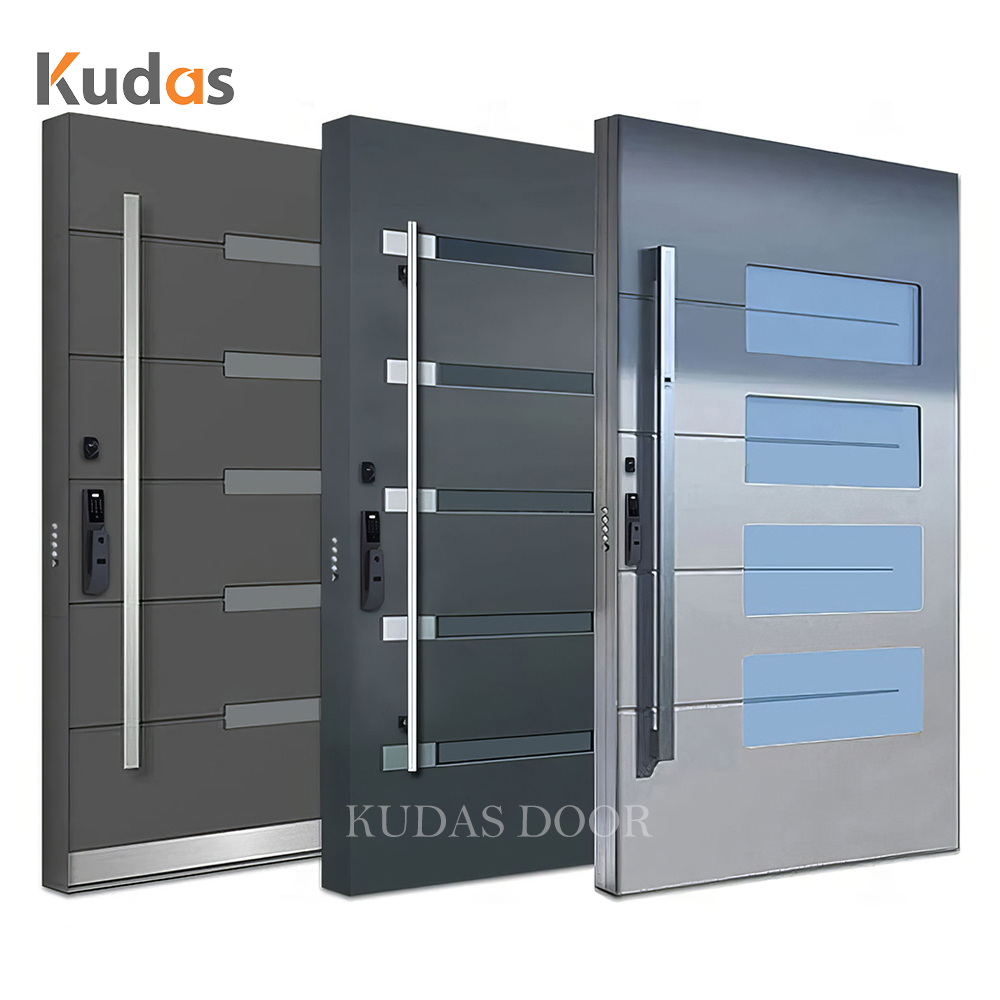 Modern Soundproof Windproof Seal Cast Aluminum Front Entry Pivot Door Villa Exterior Security Entrance Door With Glass