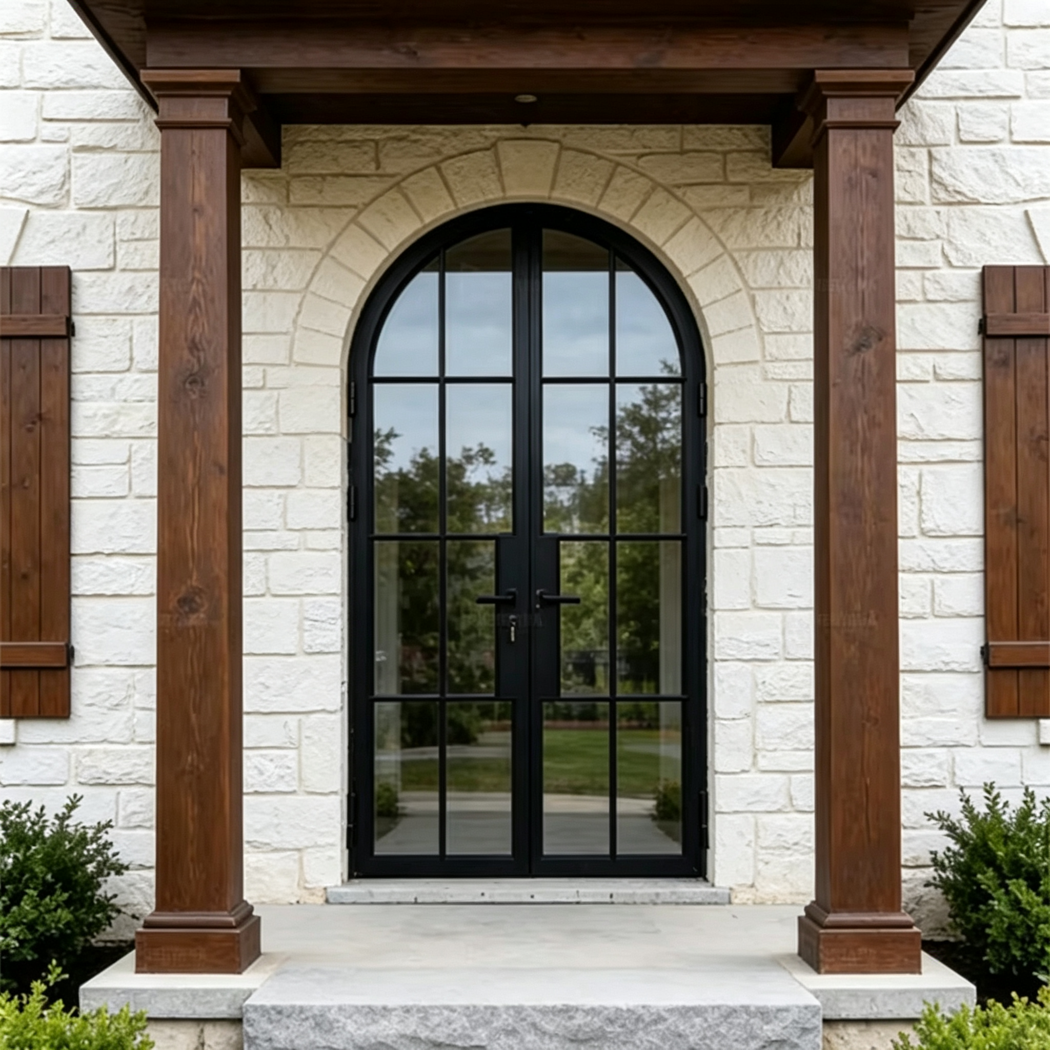 Thermally Broken Black Framed Steel Look Aluminum Glass French Door Crittall Style Heritage Doors