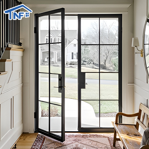 Waterproof Residential Crittall Interior Partition Aluminum Double Tempered Glass Doors