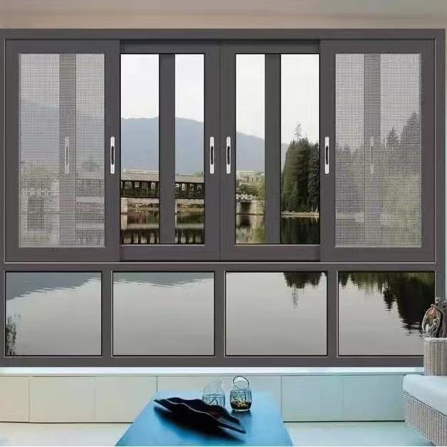Double Glazed Aluminum Sliding Doors Windows Frameless Soundproof Sliding Glass Windows Customizable Size Kitchen Use