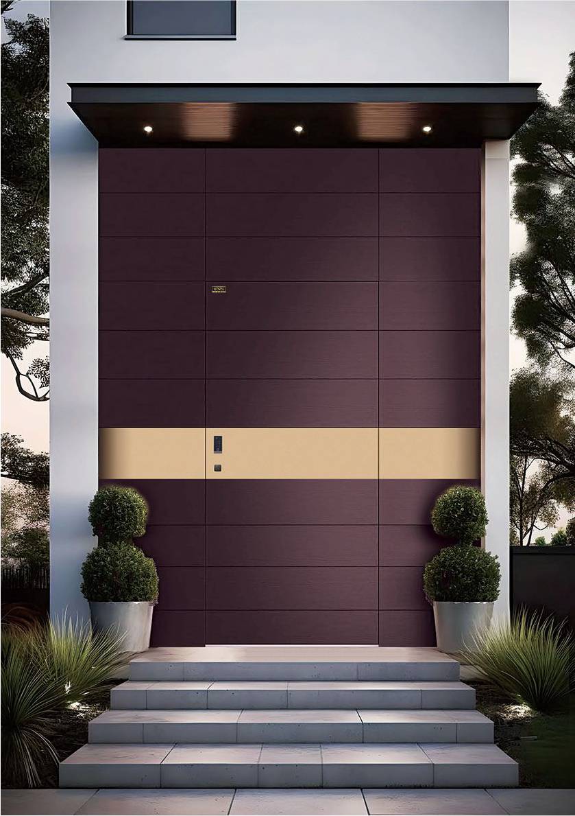 Heavy Duty Aluminum Entrance Door Minimalist Nordic Cross Hatch Grid Pattern Relief Modern Single Front Sound Thermal Insulated