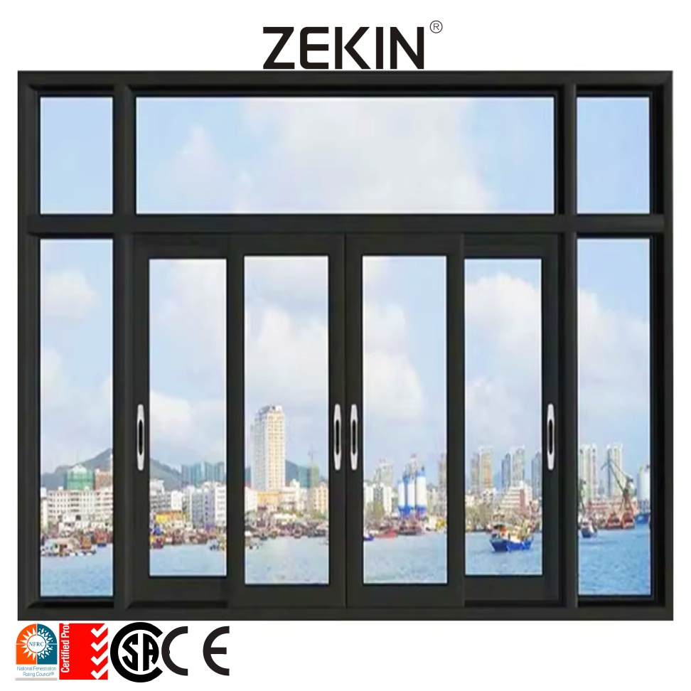ZEKIN NFRC Certified Insulated Glass Sliding Windows Modern Design Large View Aluminum Alloy Space Saving for Coastal Areas
