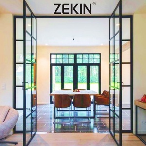 French Aluminum Tempered Glass Swing Door
