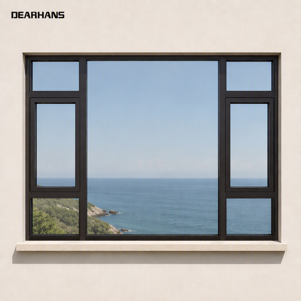 Narrow Frame Aluminum Casement Window Maximum Glass Area Panoramic Garden View Living Room Custom Casement Windows with Screens